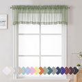 Sage Green Short Sheer Curtains 14 Inch Length 2 PCS (Sage Green / 40"W x 14"L (Pack of 2))