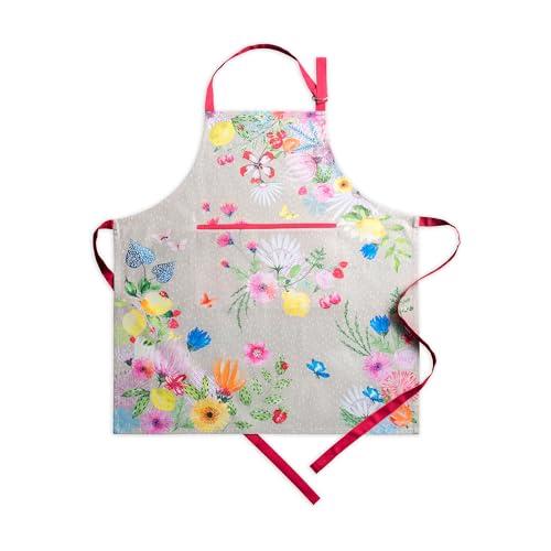 Aprons for women with Pocket 100% Cotton Pack of 1 (144 - Jardin D'ete - Fog)