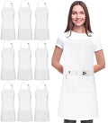 Bib Aprons 10 Pack Adjustable With 2 Pockets (10 Pack / White)