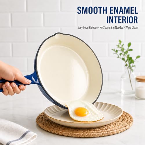 Enameled Cast Iron Skillet Set (Navy Blue / 3 Pieces)