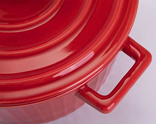 Red Colorful Ceramic Casserole Dish with Lid (red)