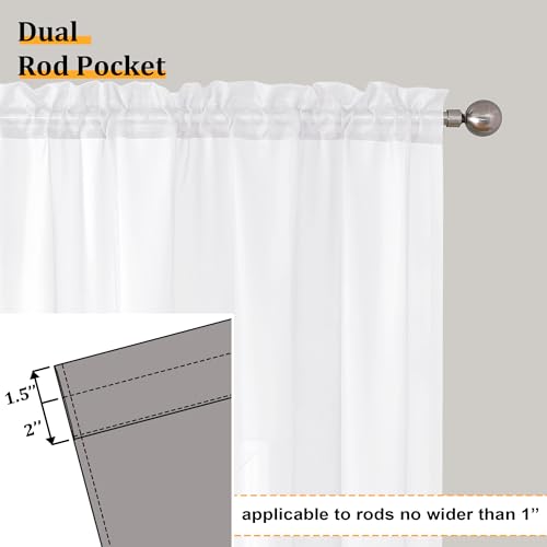 108 Inch White Sheer Window Curtains for Farmhouse (40"W x 108"L (Pack of 2) / White)