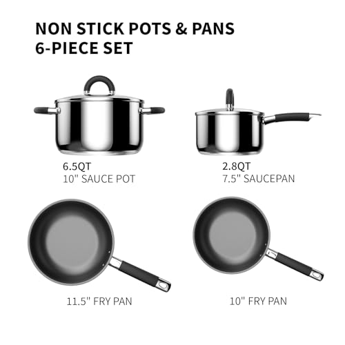Pots and Pans Set Non Stick (Set/6BLK)