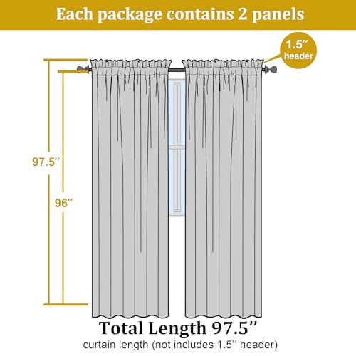 Gold Sheer Curtain 96 Inch Long 2 Panels Set (Gold / 42"W x 96"L (Pack of 2))
