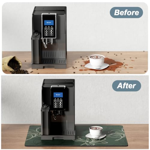 Coffee Mat 16" x 24" Coffee Bar Mats for Espresso Machine Station Accessories and Organizer (Line Art Magnolia / 16" x 24")