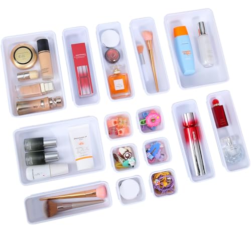 25 PCS White Drawer Organizer Set (White)