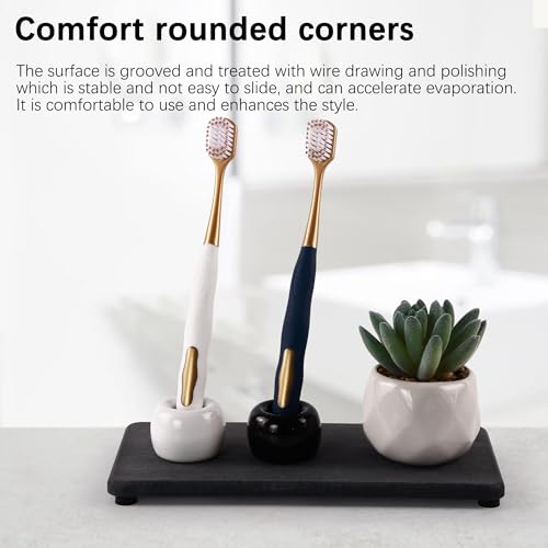 2Pcs Stone Soap Trays Water Absorbing Diatomite Coaster (Dark Gray / 8.3" x 3.9")