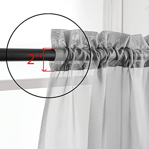 2 Pack Basic Grey Sheer Curtain Drapes for Living Room 108 Inch Length 2 Panels (40"W x 108"L (Pack of 2) / Charcoal Grey)