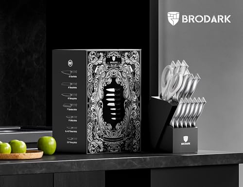 15PCS Kitchen Knife Set with Block and Built