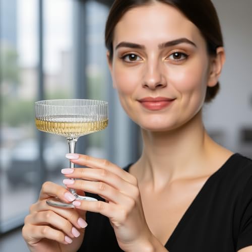 6 Pcs Ribbed Coupe Glasses (6 pcs)