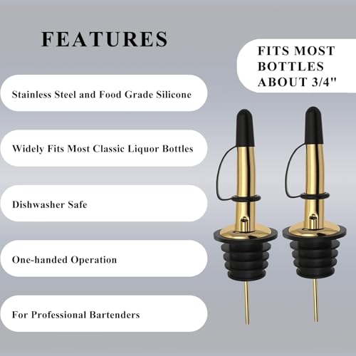 Jigger for Bartending (1 Jigger+ 2 Pourers with Caps / Gold)