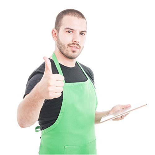 Total 12 PCS Plain Color Bib Apron Adult with 2 Front Pocket (Mixed Colour)