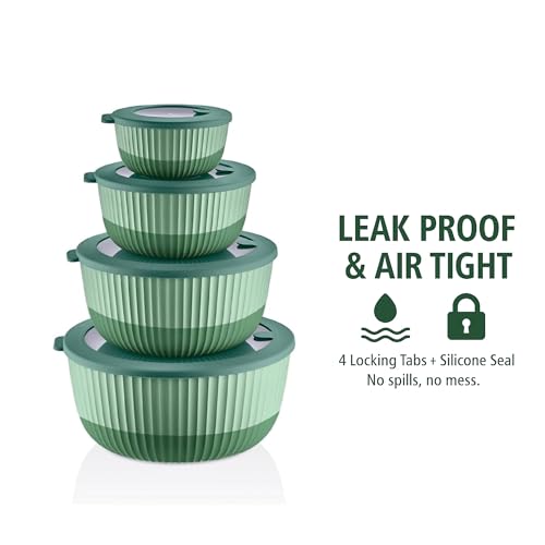Plastic Mixing Bowls with Lids (Green)