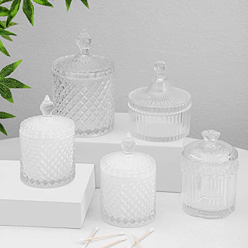 2 Pack Qtip Holder Apothecary Jars with Lid (10 oz (2 pack) / White)