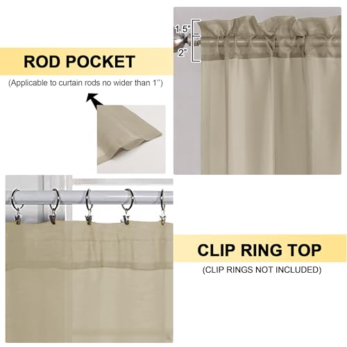 Taupe Sheer Curtains 63 Inches Long 2 Panels (Taupe / 42"W x 63"L (Pack of 2))