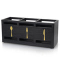 Wood Cutlery Silverware Holder Flatware Utensil Caddy for Parties (Black (Gold Font))