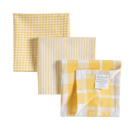 100% Cotton Kitchen Dish Cloths (12"x12" - 12 Pack / 07: Yellow)