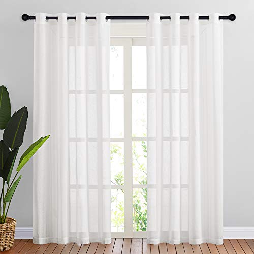 White Sheer Doorway Curtains 80 inches Long (52"W x 80"L (Pack of 2) / White)