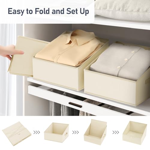 Closet Storage Bins 8 Pack (Beige / 8 Bins 11.4"x11.4"x7.8")