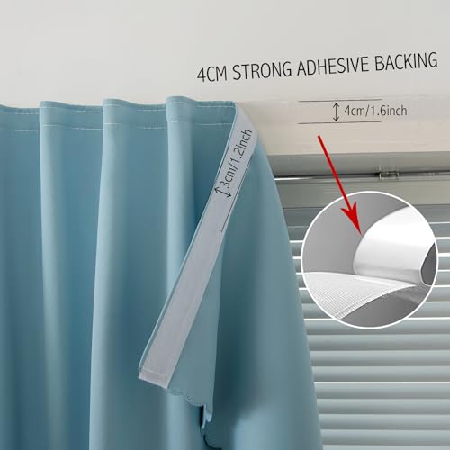 Self Adhesive Curtains (47"W x 59"L (Pack of 1) / Lake Blue)