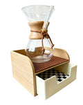 Bamboo Caddy Organizer stand for Chemex Glass Pour Over Coffee Maker (Brown)