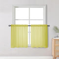 Short Lemon Sheer Curtains 30 Inch Length 2 Panels Set (Lemon Yellow / 42"W x 30"L (Pack of 2))