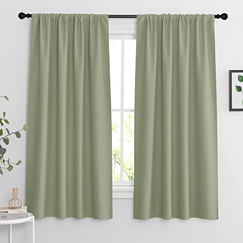 Blackout Curtains for Bedroom Living Room Nursery 63 inches Long (Sage Green / 34"W x 63"L (Pack of 2))