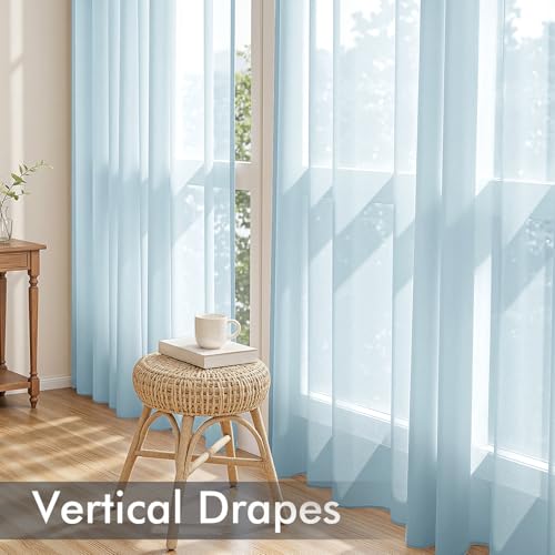Sky Blue Sheer Curtains 84 Inches Long 4 Panels 42 x 84 Inches (42"W x 84"L (Pack of 4) / Sky Blue)