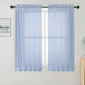 Short Sheer Curtains for Bedroom Living Room 54 Inch Length 2 Panels Set (Demin / 42"W x 54"L (Pack of 2))