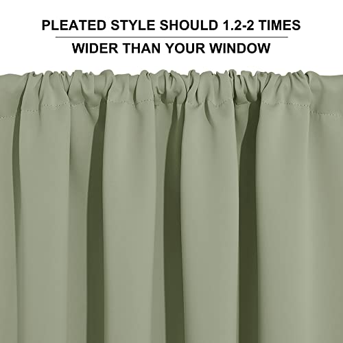 Blackout Curtains for Bedroom Living Dining Room 84 inches Long (Sage Green / 42"W x 84"L (Pack of 2))
