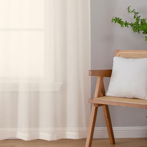 Cream Sheer Curtains 84 Inches Long 2 Panels Set for Living Room (42"W x 84"L (Pack of 2) / Cream)