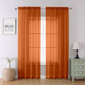 Orange Sheer Curtains 84 Inches Long 2 Panels Set (Orange / 42"W x 84"L (Pack of 2))