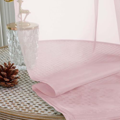 Blush Pink Sheer Curtains 90 Inches Long 2 Panels (Blush Pink / 59"W x 90"L (Pack of 2))