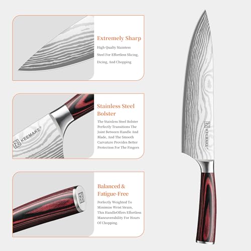 7 Pieces Kitchen Knife Set (Red 7pcs)
