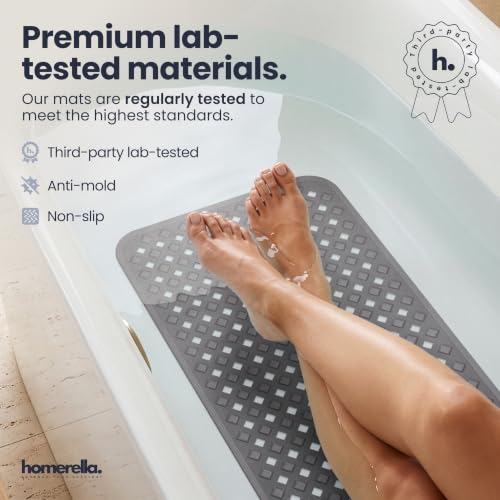 Bathtub Mat Non Slip 35x16 Shower Mat Non Slip Anti Mold BPA Free (Dark Grey / 35" x 16" (Rectangular))