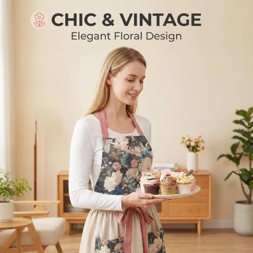 Aprons for Women with Pockets (Beige)