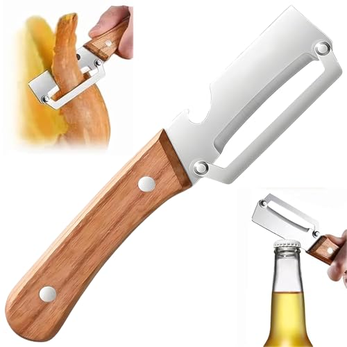NEW Premium Vegetable Peeler with Wooden Handle and Bottle Opener (1Pcs)