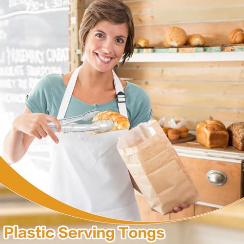 24 Pc Plastic Tongs for Serving 9 Inch Bulk Reusable or Disposable Tongs Heavy Duty Hard Serving Utensils Set Large Salad Tong for Kitchen Party Food Buffet Appetizer BBQ Event Catering Clear (Clear)