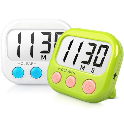 Digital Timer for Kids Classroom Timers for Teachers 2 Pack Green White (Green White)
