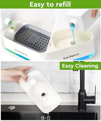 Hand and Dish Soap Dispenser Set for Kitchen (White)