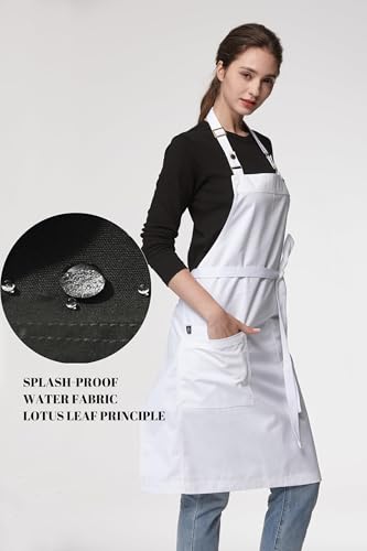 Chef Men Canvas Waterproof Apron Pocket 4251GB (1 Pack / White)