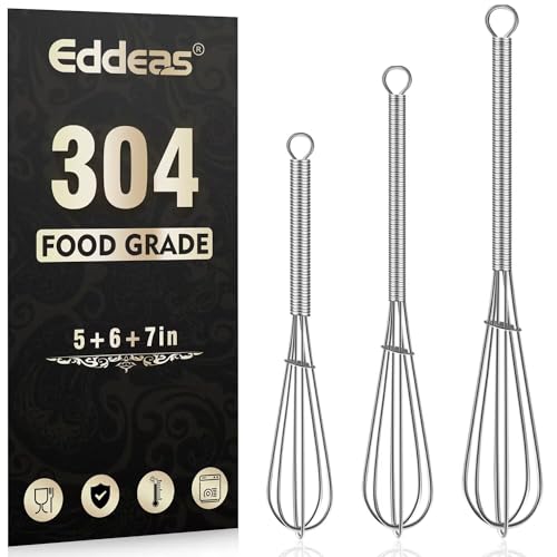 Small Whisk Stainless Steel (5+6+7 inch / Silver 3Pcs)