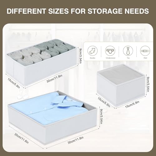 Drawer Organizer Clothes (White / 24 Pack)