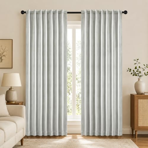 Deoconovo 100% Blackout Curtains for Bedroom Sliding Door 108 Inch Long (Silver Grey/100% Blackout / 50"W x 108"L (Pack of 2))