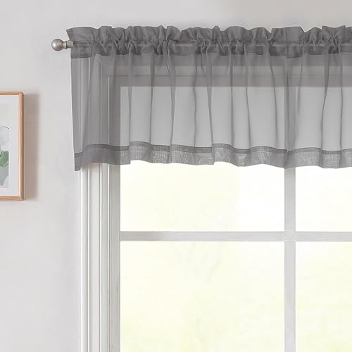 Grey Valances for Windows (Grey / 42"W x 14"L (Pack of 2))