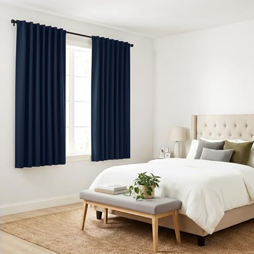 Bedroom Blackout Curtains (Navy Blue / 52"W x 54"L (Pack of 2))