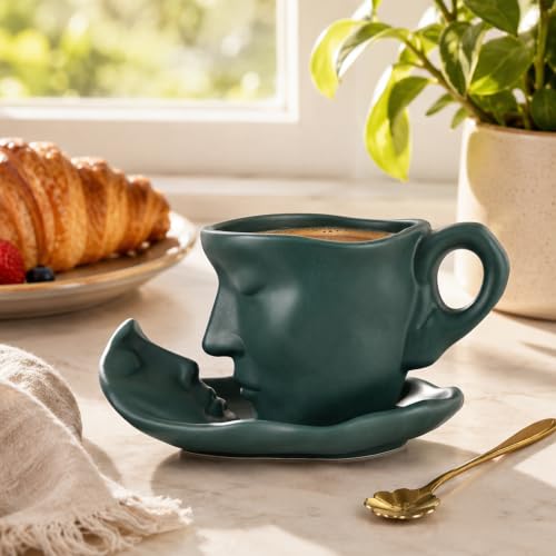 Green Coffee Cup and Saucer Set (Green)