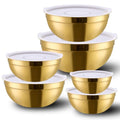 6 Piece Gold Mixing Bowls Set With Lids for Kitchen (Gold / 6 Piece)