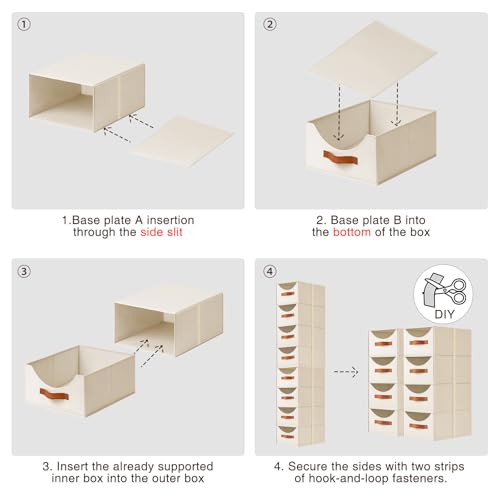Stackable Storage Drawers (Beige / 13 Inch. - 8 Pack)