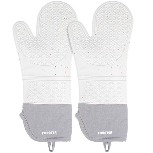 Extra Long Silicone Oven Mitts (Gray / 15''-2pcs)